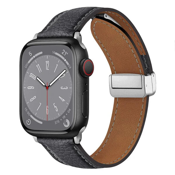Leather band with magnet buckle
