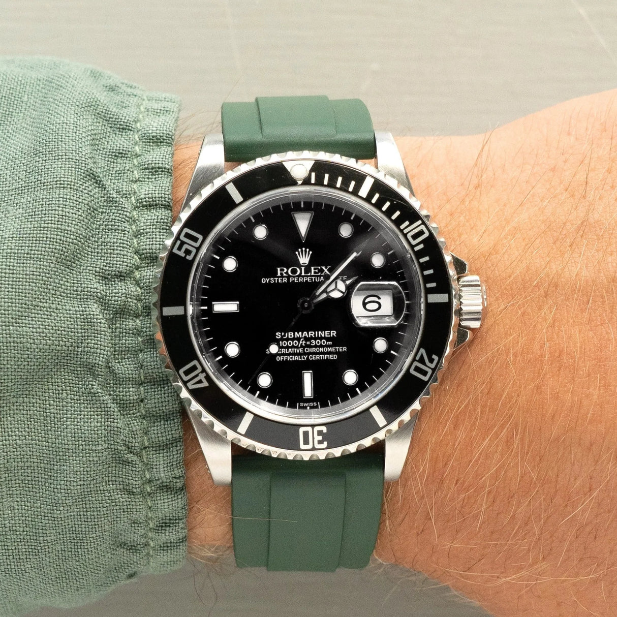 Green silicone strap