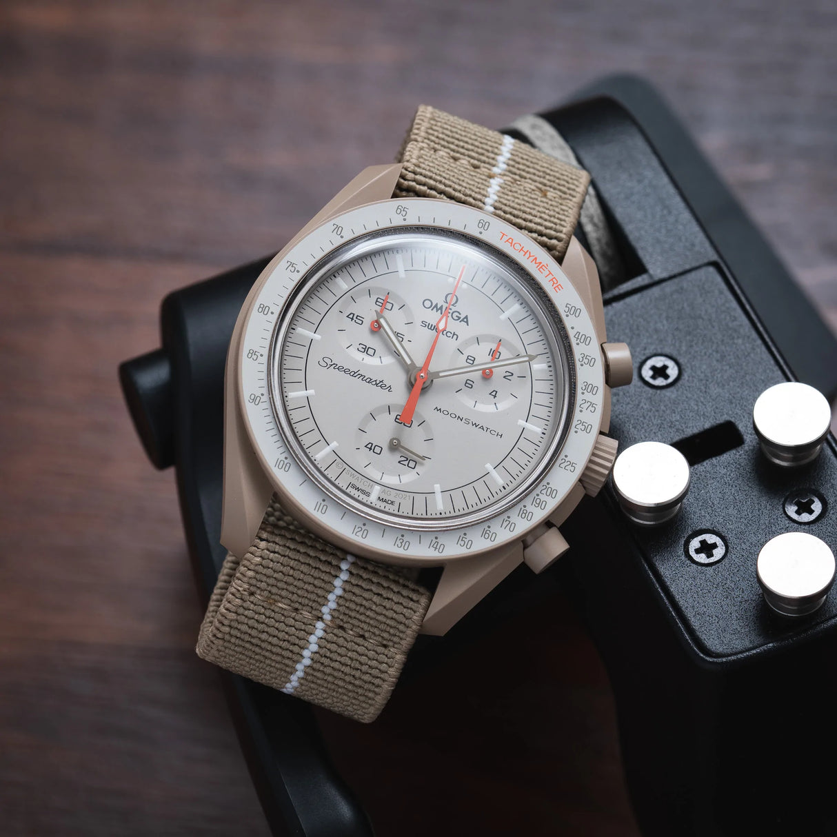 Elastic Loop khaki and white