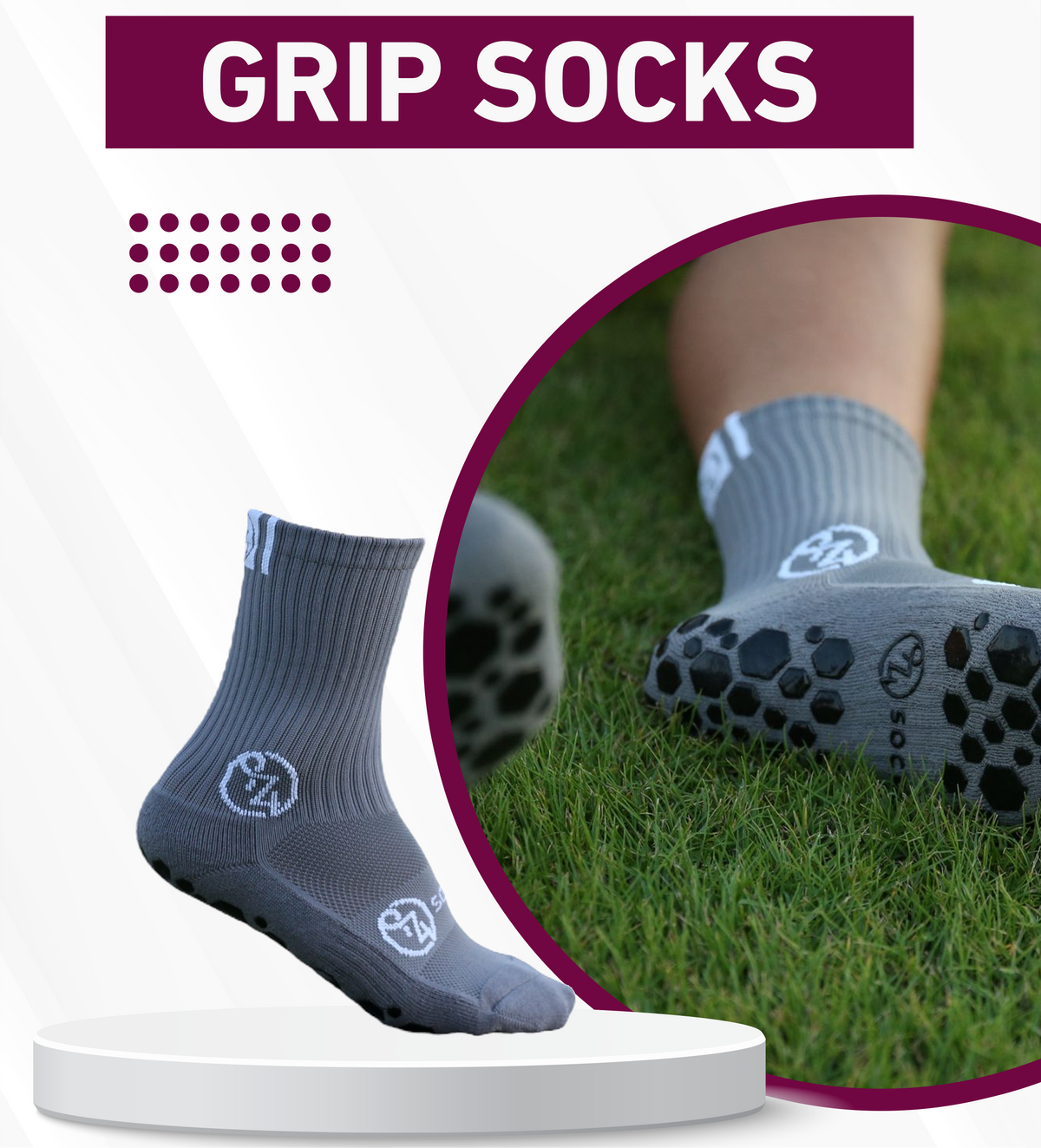 Grey Grip Socks - Pair